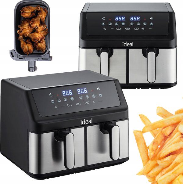 ΦΡΙΤΕΖΑ ΑΕΡΟΣ ΧΩΡΙΣ ΛΑΔΙ AIR FRYER Eldom ΔΙΠΛΗ 9L ΔΙΠΛΟΥ ΘΑΛΑΜΟΥ+ΣΤΕΓΝΩΤΗΡΑΣ