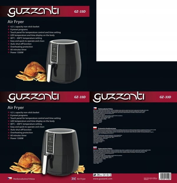 Φριτέζα αέρος Guzzanti Karšto oro gruzdintuvė GUZZANTI GZ-33D