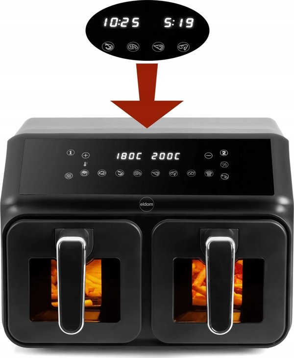 ΔΙΠΛΟΣ ΑΕΡΟΦΡΙΤΕΖΑ ΧΩΡΙΣ ΛΙΠΟΣ AIRFRYER Eldom FR210 ΜΕΓΑΛΟ ΔΙΠΛΟ 9L
