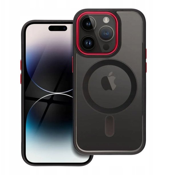 Θήκη COLOR EDGE MAG COVER Συμβατή με MagSafe για IPHONE 14 Pro Μαύρο-Κόκκινο