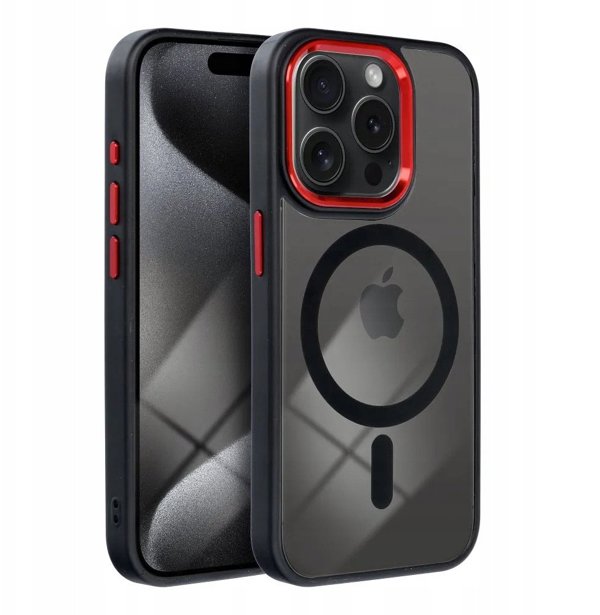 Θήκη COLOR EDGE MAG COVER Συμβατή με MagSafe για IPHONE 14 Pro Μαύρο-Κόκκινο