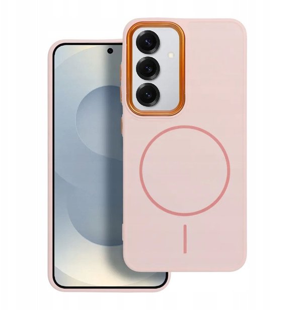 Θήκη FRAME MAG COVER συμβατή με MagSafe για SAMSUNG S25 ροζ πούδρας