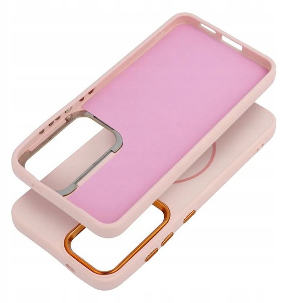 Θήκη FRAME MAG COVER συμβατή με MagSafe για SAMSUNG S25 ροζ πούδρας