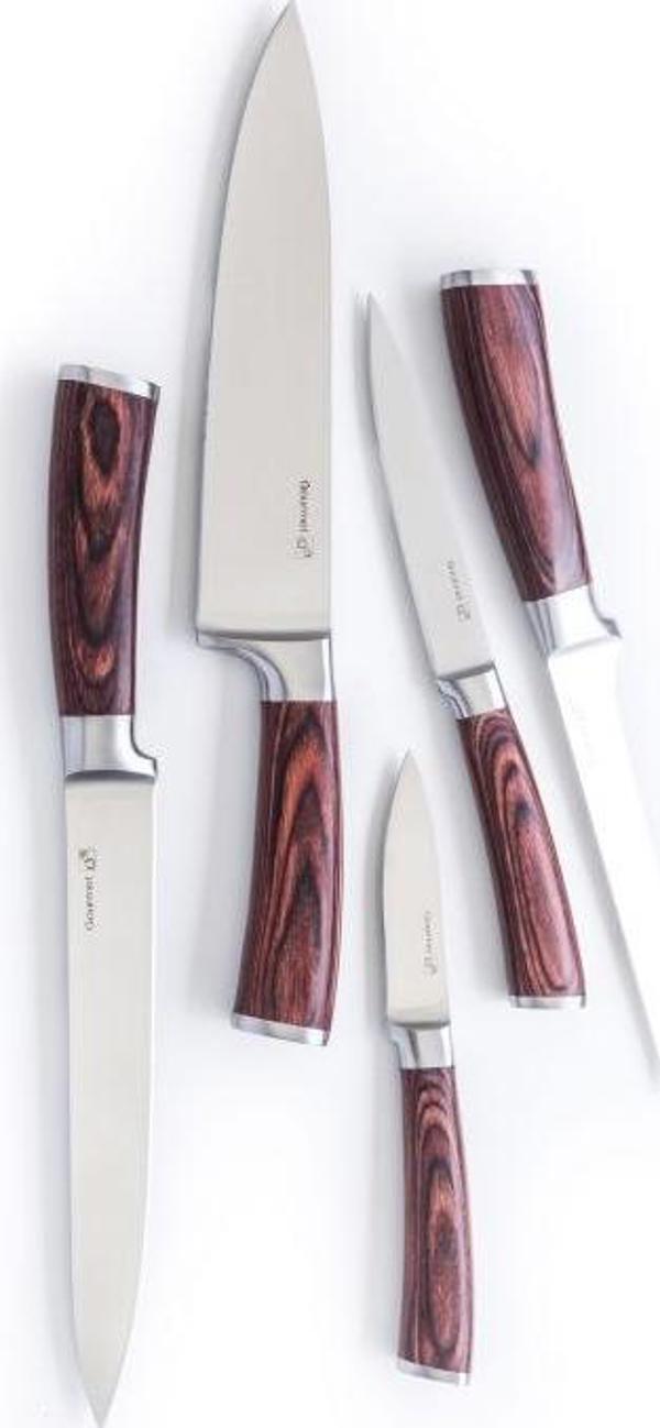 G21 G21 Σετ μαχαιριών Gourmet Nature, 5 τεμ + μπλοκ από μπαμπού