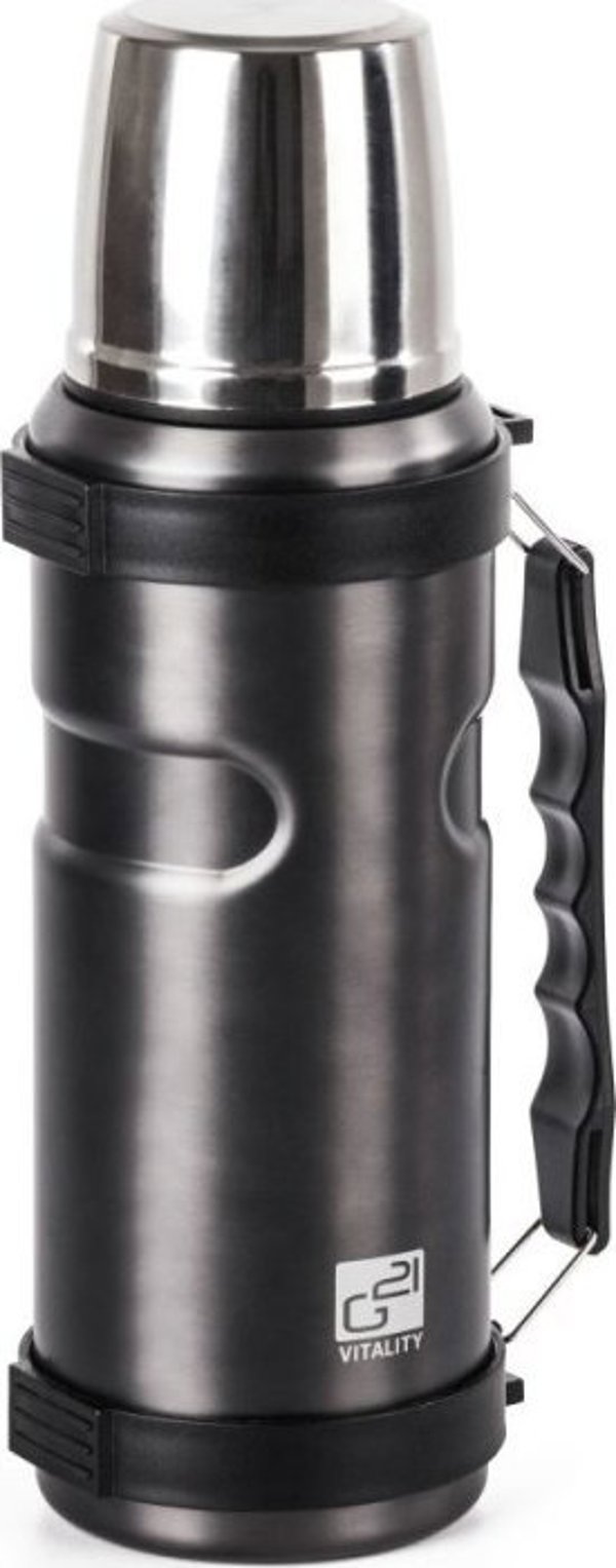 Θερμός G21 για ποτά, 1000ml, ατσάλινο γκρι με λαβή