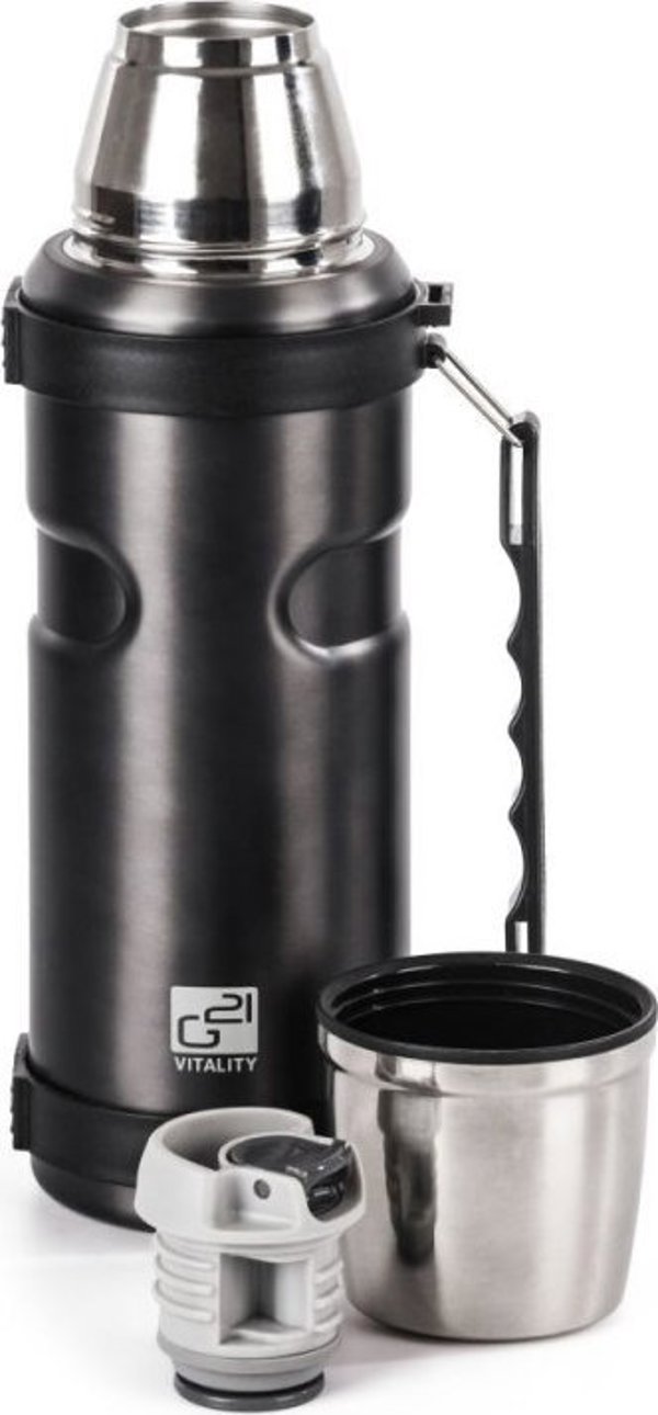 Θερμός G21 για ποτά, 1000ml, ατσάλινο γκρι με λαβή