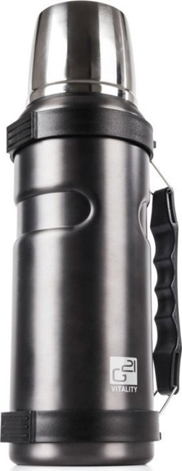 Θερμός G21 για ποτά, 1000ml, ατσάλινο γκρι με λαβή
