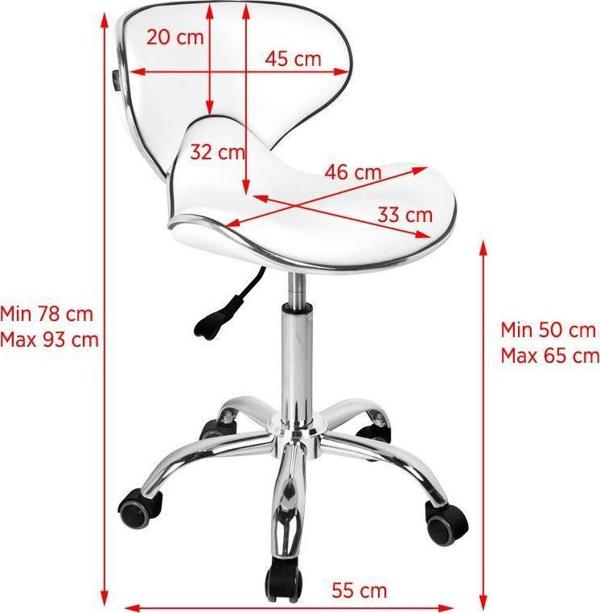 Gabbiano Q-4599 Επαγγελματικό Σκαμπό Αισθητικής - Λευκό