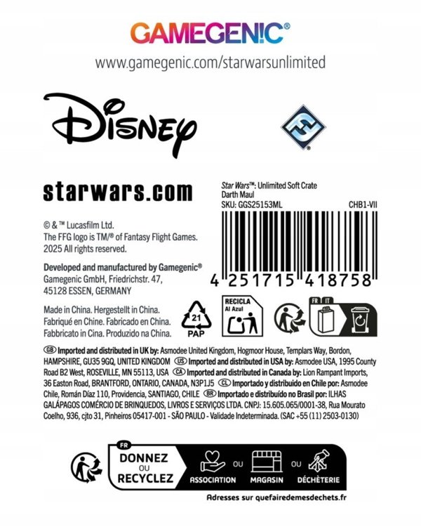Gamegenic Star Wars Unlimited Soft Crate - Θήκη Καρτών Darth Maul