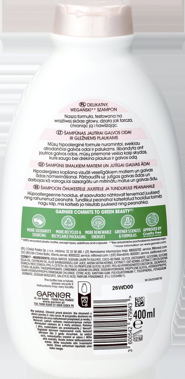 GARNIER_Botanic Therapy Oat Delicacy σαμπουάν καταπραϋντικό για ευαίσθητα μαλλιά και τριχωτό της κεφαλής 400ml