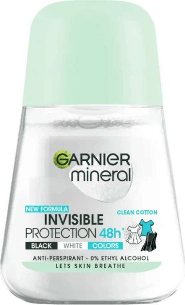 Garnier GARNIER_Αόρατη Προστασία 48Ω Καθαρό Βαμβάκι Γυναικείο Roll-On αποσμητικό σε μπάλα 50ml