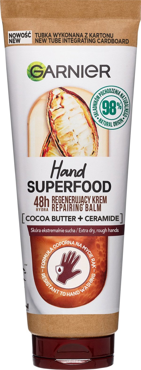 GARNIER_Hand Superfood Cocoa αναζωογονητική κρέμα χεριών με βούτυρο κακάο και κεραμίδια 75ml