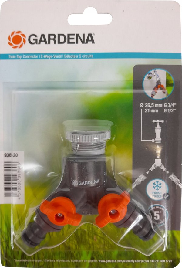 GARDENA Διπλή σύνδεση βρύσης 26,5 mm (G 3/4") / 21 mm (G 1/2")