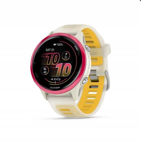 Garmin Forerunner® 570 - 42mm, Raspberry Aluminium με Διάφανο Λουράκι Bone/Mango