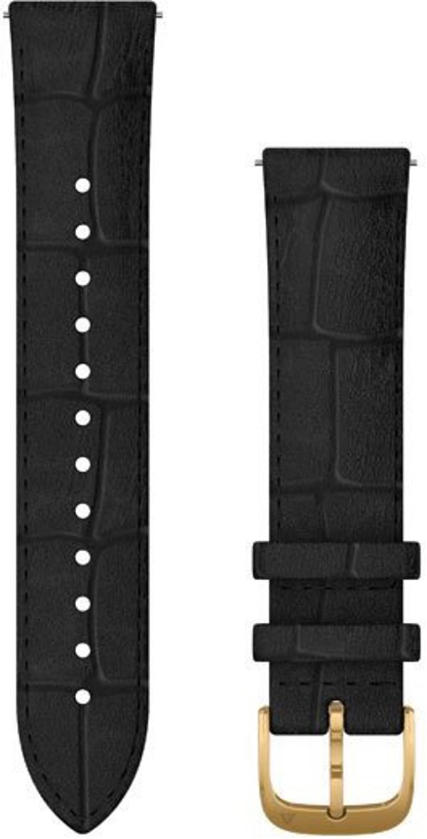 Garmin Garmin Ersatzarmband 20mm Leder Schwarz/Gold Schnalle