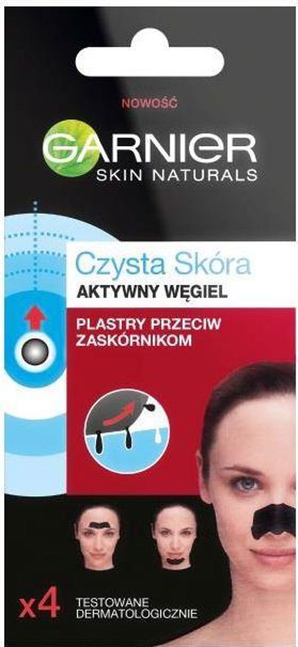 Garnier Skin Naturals Ταινίες Καθαρισμού για Μαύρα Στίγματα με Ενεργό Άνθρακα, για Μύτη, Μέτωπο & Πηγούνι, 4 Τεμάχια