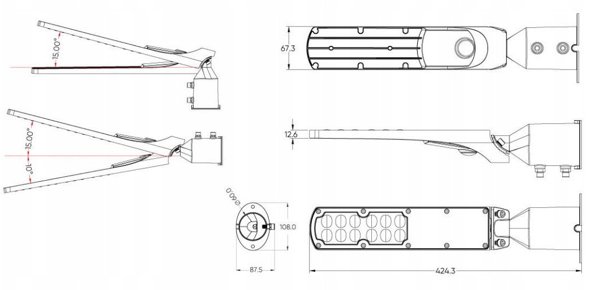 Φωτιστικό δρόμου LED 230V 30W 3 000lm, 140° x 70° 4000K, γκρι, FLAMINGO, IP65, IK08