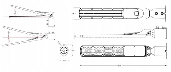 Φωτιστικό δρόμου LED 230V 100W 10 000lm, 140deg x 70deg 4000K, μαύρο, FLAMINGO, IP65, IK08