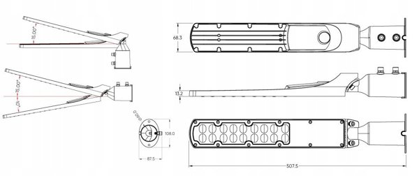 Φωτιστικό δρόμου LED 230V 50W 5 000lm, 140° x 70° 4000K, γκρι, FLAMINGO, IP65, IK08