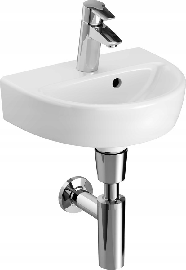 Geberit Selnova Νιπτήρας συμπαγής B36cm, H15cm, T29cm, με υπερχείλιση και οπή για βρύση