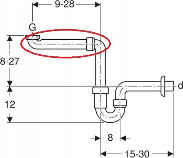 Geberit space-saving siphon 11/2" x 40 mm 151.107.11.1