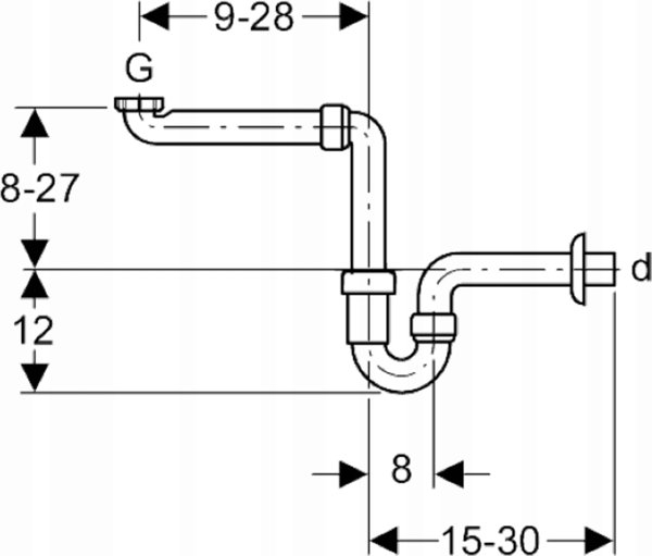 Geberit space-saving siphon 11/2" x 40 mm 151.107.11.1