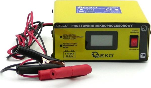 Geko Φορτιστής Μπαταρίας Αυτοκινήτου 12/24V 10A με Οθόνη LCD και Αυτόματη Φόρτιση 4 Σταδίων G80037
