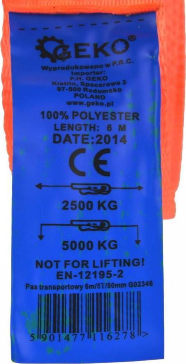 Ιμάντας Μεταφοράς Geko 6m, 5t, 50mm - Ιμάντας Πρόσδεσης Φορτίου G02346