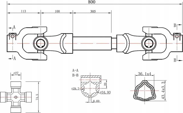Geko Άξονας μετάδοσης κίνησης 80cm (σωλήνας-T)(1)