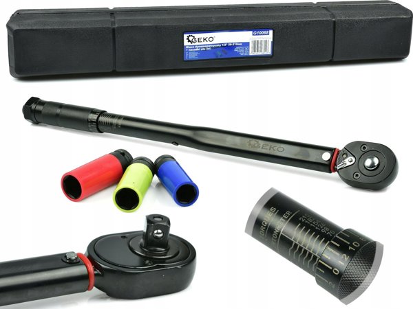 Geko Torque κλειδί 1/2" 28-210nm + υποδοχές αλουμινίου 3 τεμάχια. Μαύρο HD (10) 13537065 5901477168147