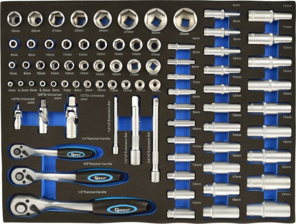 Σετ υποδοχών Geko με καστάνιες 1/4"-1/2" 80τεμ.(3)