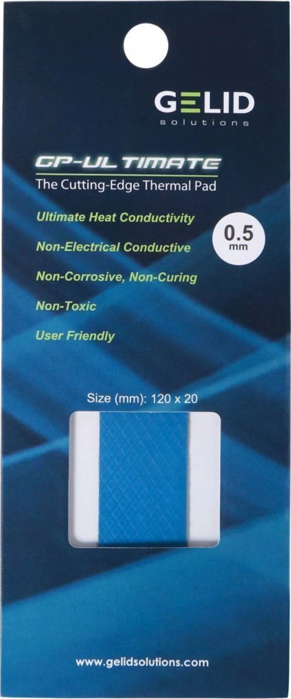Gelid GP-Ultimate Θερμοαγώγιμο Pad 120x20x0.5mm, Υψηλής Θερμικής Αγωγιμότητας για Ψύξη SMD και RAM, TP-GP04-R-A