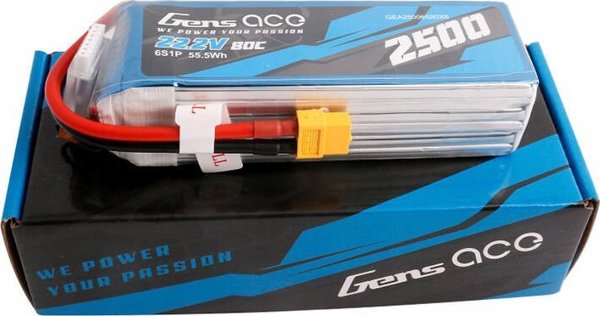 Gens ace Μπαταρία Gens ace 2500mAh 22.2V 80C 6S1P Lipo με σύνδεσμο XT60 plug