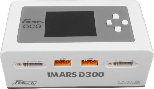 Φορτιστής Gens Ace IMARS D300 G-Tech Channel AC/DC 300W/700W RC Λευκός