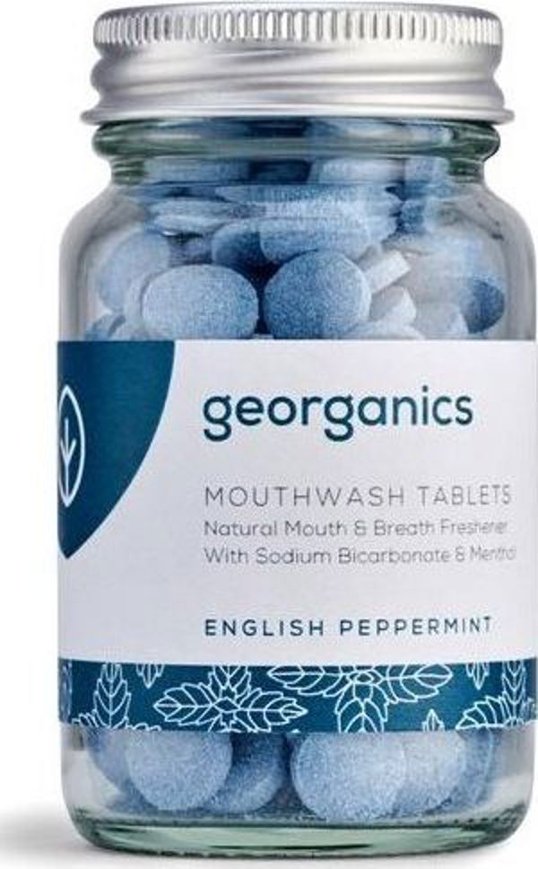 Georganics Φυσικά Δισκία Στοματικής Πλύσης με Γεύση Μέντα, Χωρίς Φθόριο & SLS, 180 Ταμπλέτες