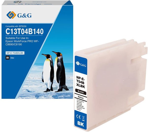 G&G Συμβατό Μελάνι C13T04B140, Μαύρο, 5800 Σελίδες, για Εκτυπωτές Epson