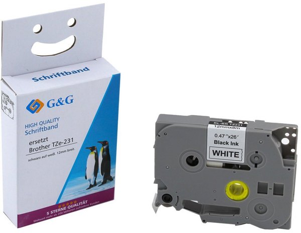 Ταινία εκτύπωσης G&G 12mm x 8m μαύρο-λευκό συμβατό με Brother Tze-231