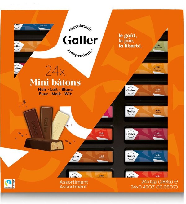 Κουτί δώρου με μίνι μπάρες Galler Mini Batons Assortment, 24 τεμ.