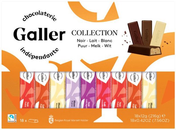 Κουτί δώρου με μίνι μπάρες Galler Mini Batons Assortment, 18 τεμ.