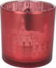 Glass candle holder RED, red color, 15 x 15 cm
