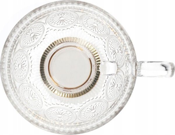 Ποτήρι γυάλινο Homla BARREL με σχέδια και χρυσή βάση, 360 ml