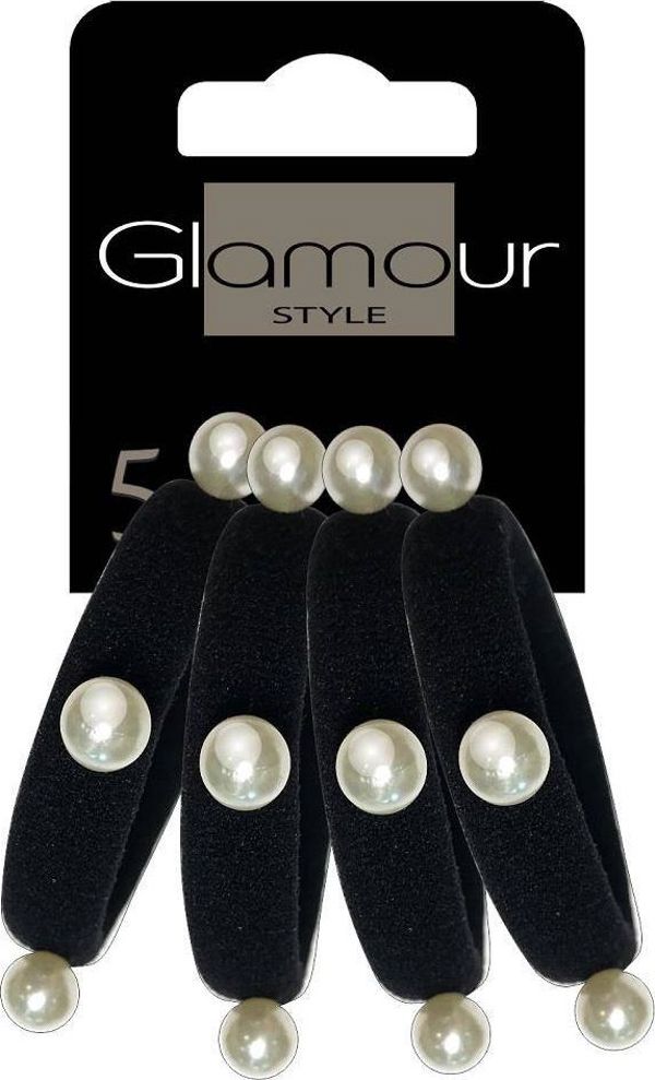 Glamour Glamour λαστιχάκια Μαλλιών Μαύρα Με Πέρλες 4τμχ