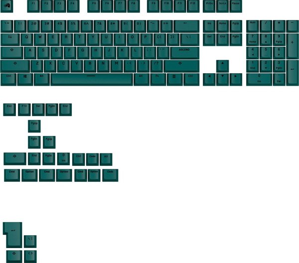 Glorious Glorious GPBT Basics Keycaps, ANSI Layout (US), PBT, Dye-Sub - Totem Green