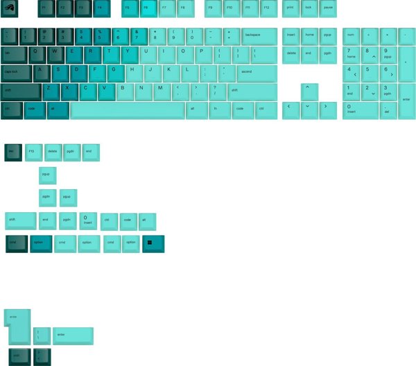 Glorious Glorious GPBT Gradient Keycaps, ANSI Διάταξη (US), PBT, Dye-Sub - RainforestGlorious GPBT Gradient Keycaps - Rainforest - US - Retail