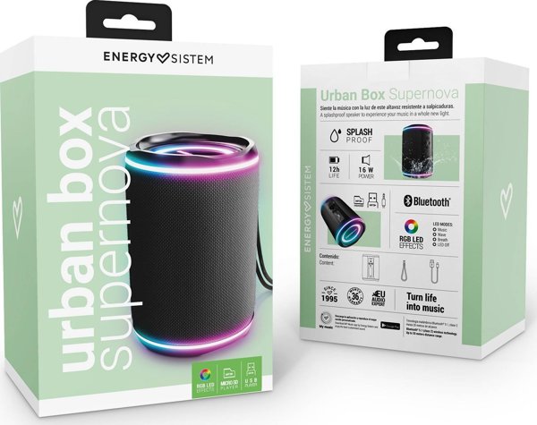 Ηχείο Energy Sistem Energy Sistem Urban Box Black Supernova | Energy Sistem | Urban Box | Supernova | 16 W | Bluetooth | Μαύρο | Φορητό | Ασύρματη σύνδεση