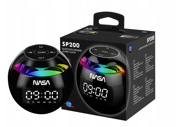 Ηχείο Bluetooth 5.0 NASA SP200 2x Συναγερμός Ξυπνητήρι + Λάμπα Φωτιστικό RGB LED / NASA SP200