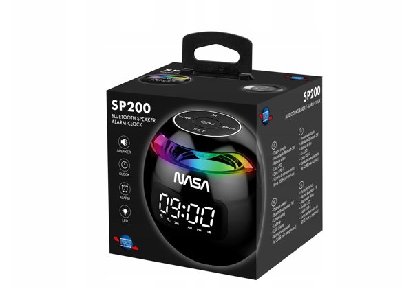 Ηχείο Bluetooth 5.0 NASA SP200 2x Συναγερμός Ξυπνητήρι + Λάμπα Φωτιστικό RGB LED / NASA SP200