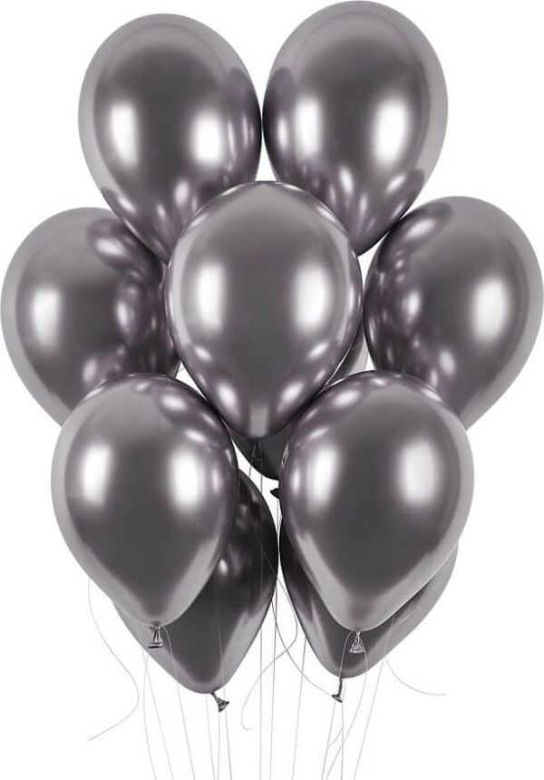 GMR Balony lateksowe shiny grafitowe - 33 cm - 50 szt. uniwersalny