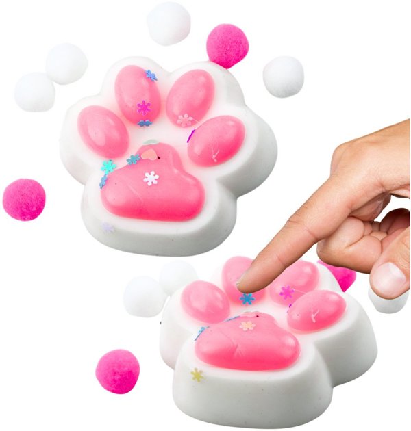 Αντιστρές Αισθητηριακό Squishy Λευκό-Ροζ Γατίσιο Πατουσάκι