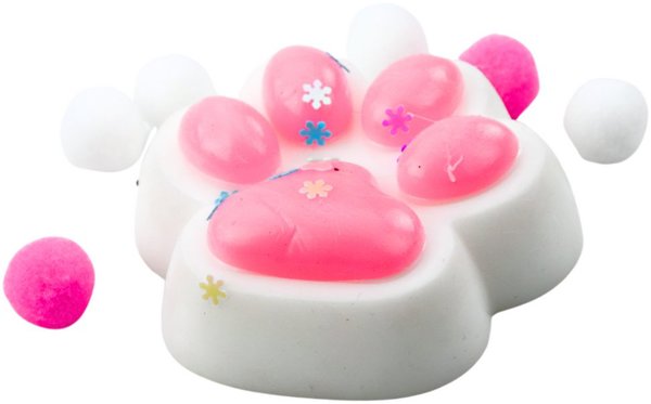 Αντιστρές Αισθητηριακό Squishy Λευκό-Ροζ Γατίσιο Πατουσάκι